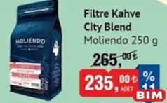 MOLİENDO FİLTRE KAHVE CİTY BLEND 250 G fiyat ve kampanya bilgisi